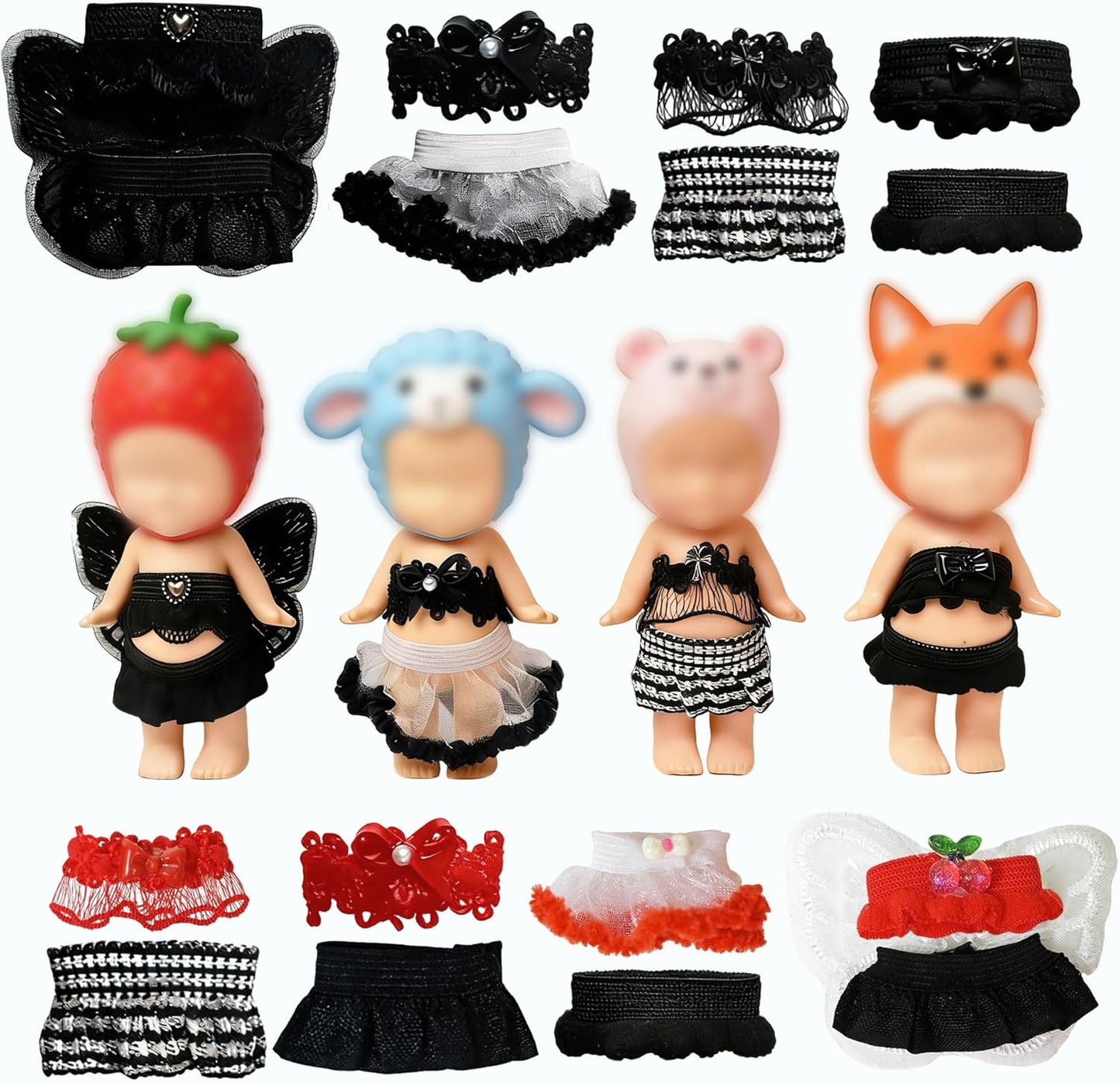 8-Piece Doll Clothes for Sonny Angel Collectible, 3 Inch Mini Dolls Outfit Set, Tops & Skirts for Display, Mix & Match