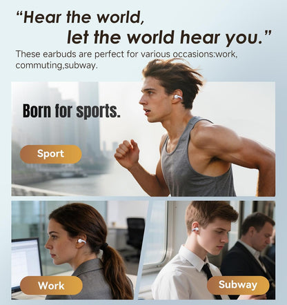 King Lucky Clip-On Earbuds, Open-Ear Wireless Bluetooth 6.0 Headphones with Mic, Secure Fit for Small Ears & Glasses Wearers, 50H Playtime, ENC, IPX5 Waterproof Sport Ear Buds