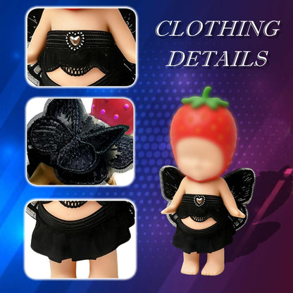 4-Piece Doll Clothes for Sonny Angel Collectible, 3 Inch Mini Dolls Outfit Set, Tops & Skirts for Display, Mix & Match