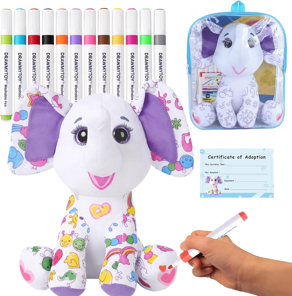 DRAWMYTOY DIY Coloring Plush Toy with Washable Markers