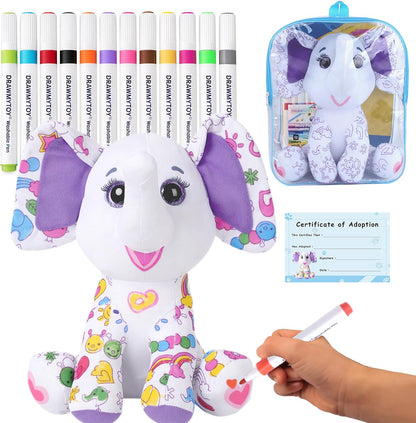 DRAWMYTOY DIY Coloring Plush Toy with Washable Markers