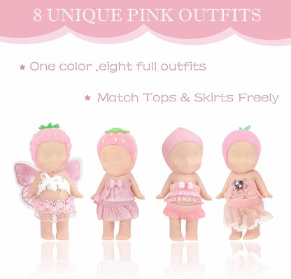 8-Piece Doll Clothes for Sonny Angel Collectible, 3 Inch Mini Dolls Outfit Set, Tops & Skirts for Display, Mix & Match