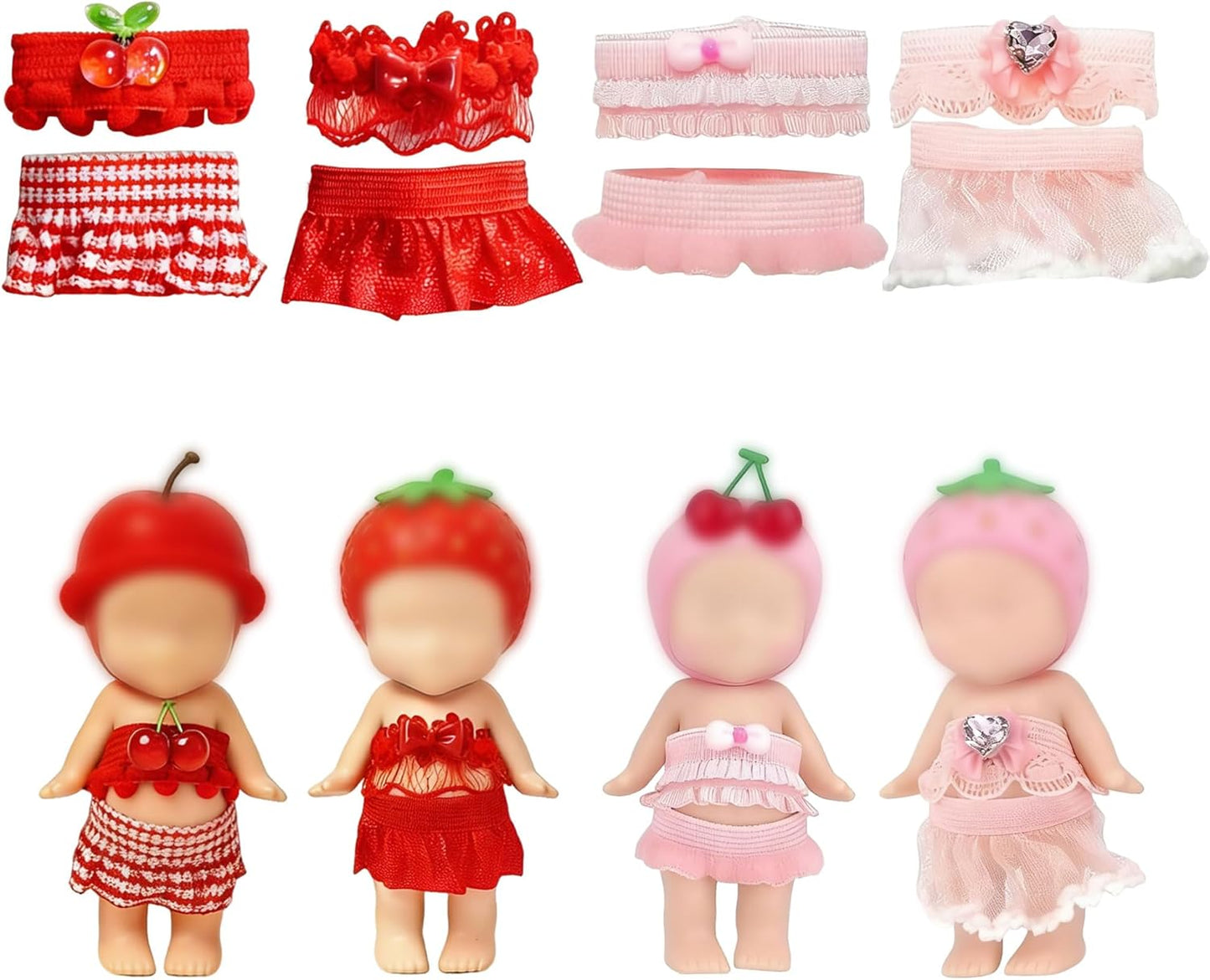 4-Piece Doll Clothes for Sonny Angel Collectible, 3 Inch Mini Dolls Outfit Set, Tops & Skirts for Display, Mix & Match