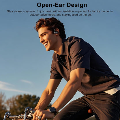 Qecnato Open Ear Headphones, Bluetooth 5.4 Earbuds, 50H, Air Conduction Ear Buds, HD Stereo Bass Over Ear Earphones with Earhooks, Ultra-Comfort Secure Fit, IPX7 Waterproof Headset for Working Sports