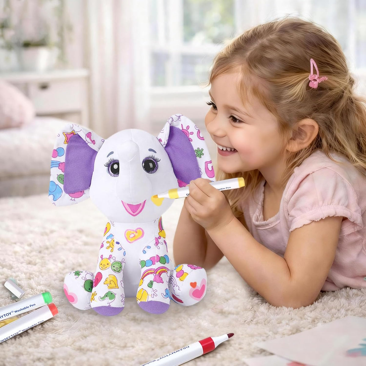 DRAWMYTOY DIY Coloring Plush Toy with Washable Markers