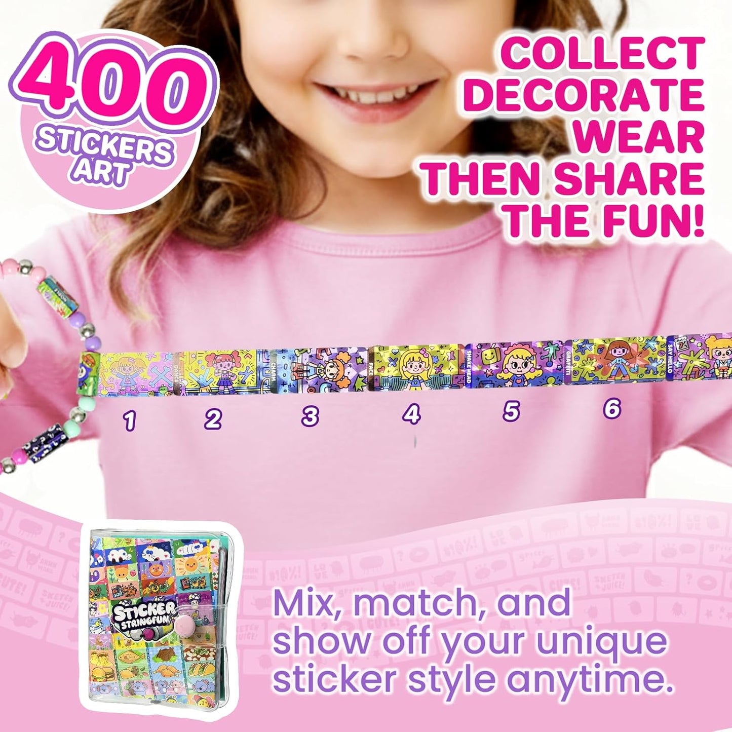 Sticky Rolls Bracelet Kit with Collection Book, Wearable & Shareable Sticky Rolls