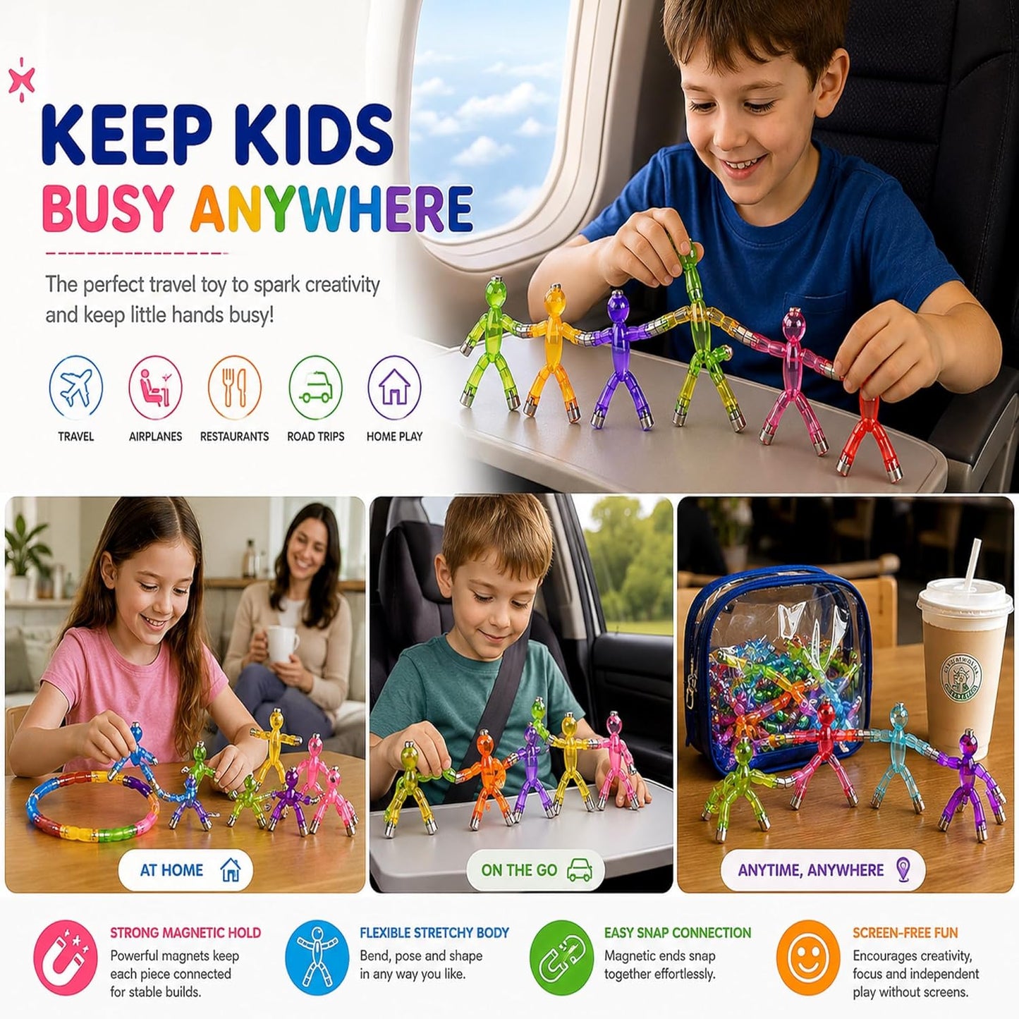 Travel Toys for Kids 10 pcs Magnetic Men Figures