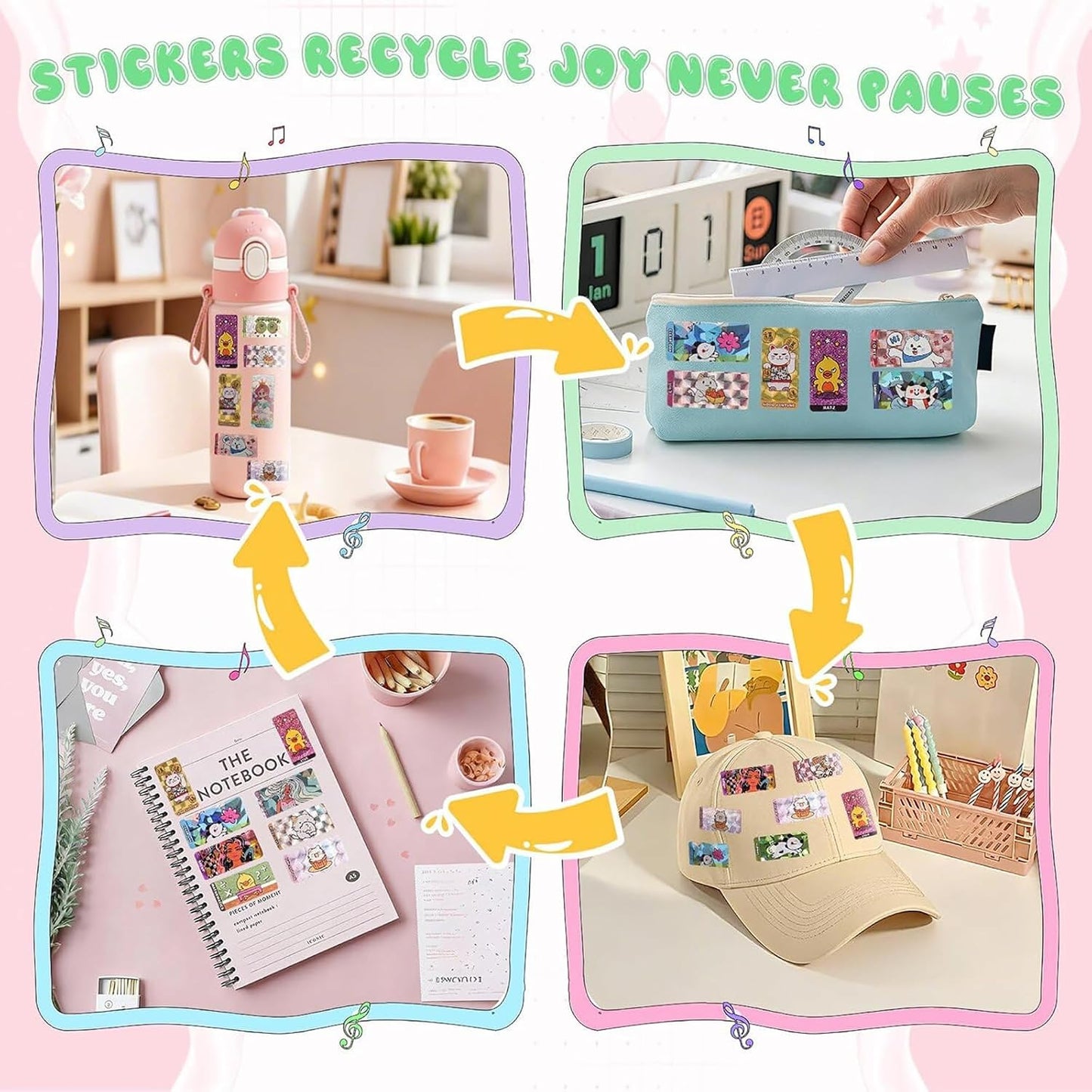 Sticky Rolls Bracelet Kit, Wearable & Shareable Sticker Bracelet | 780 Mini Stickers, 6 Cartoon Pendants Sticker Book