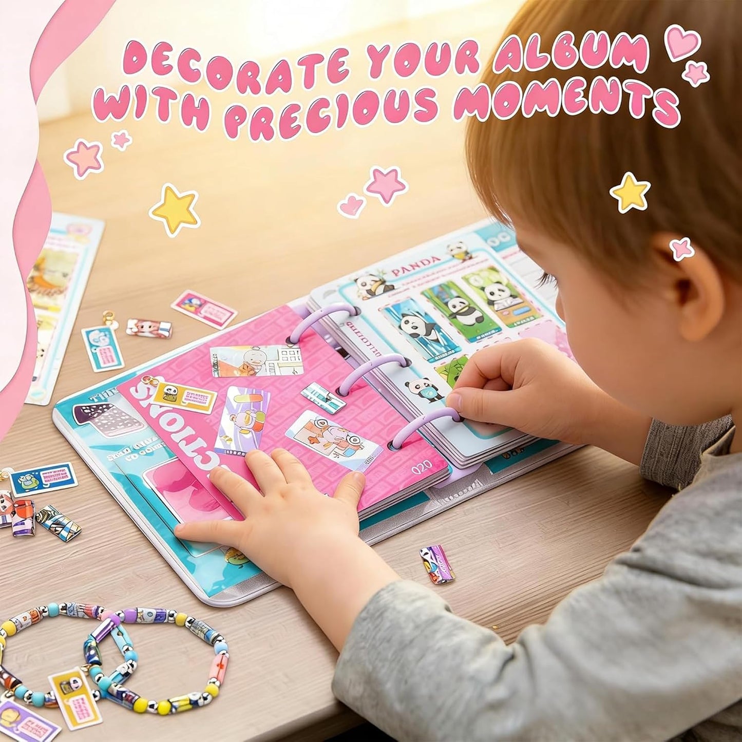Sticky Rolls Bracelet Kit, Wearable & Shareable Sticker Bracelet | 780 Mini Stickers, 6 Cartoon Pendants Sticker Book