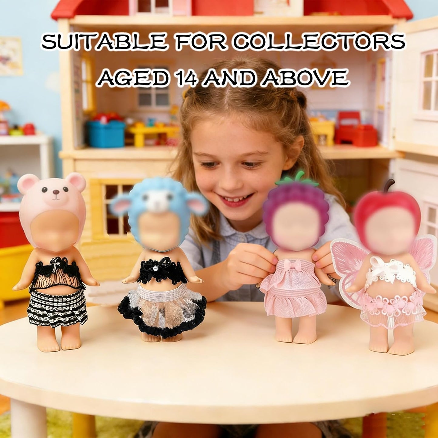 4-Piece Doll Clothes for Sonny Angel Collectible, 3 Inch Mini Dolls Outfit Set, Tops & Skirts for Display, Mix & Match