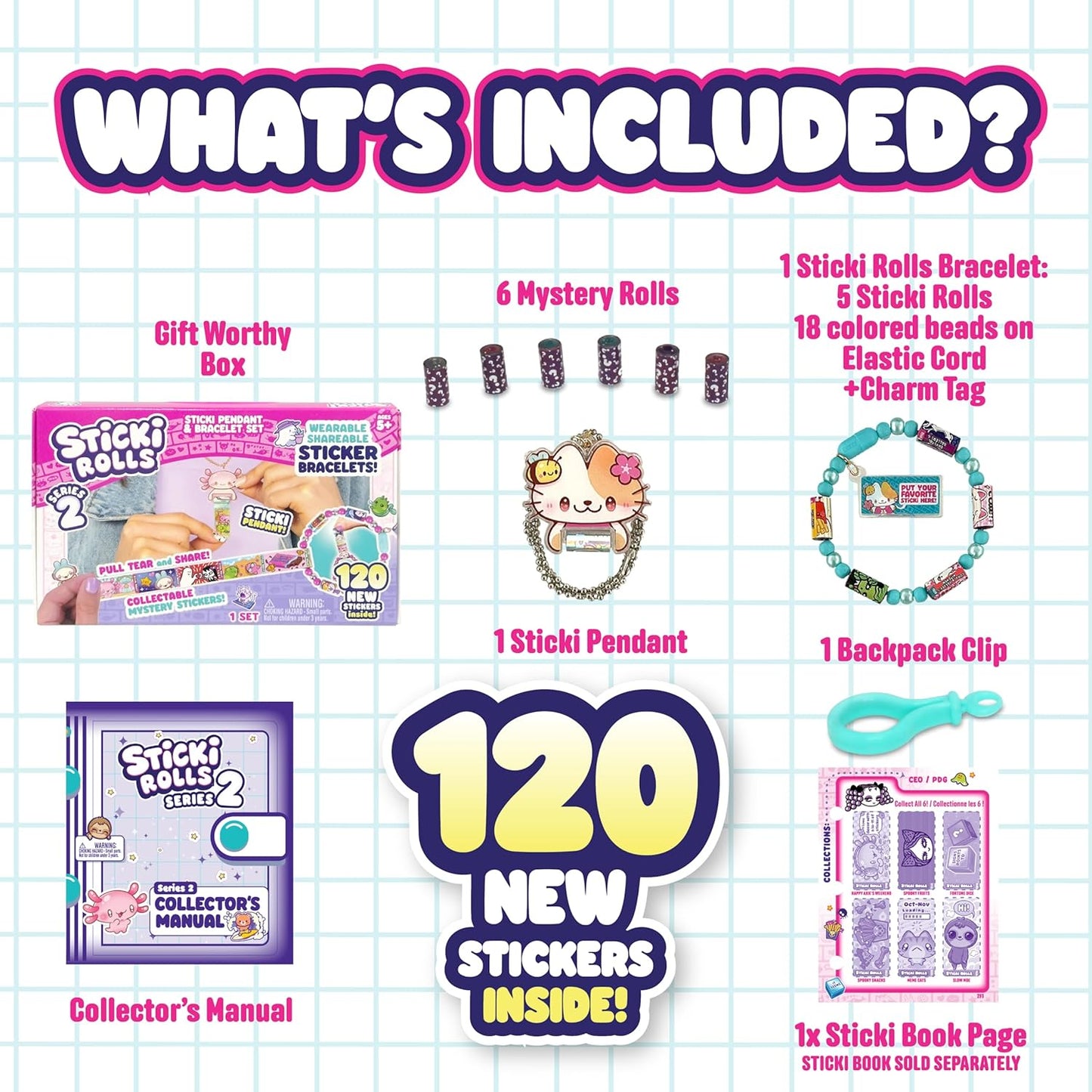 Sticki Rolls Pendant Pack - Wearable Sticker Bracelet Kit