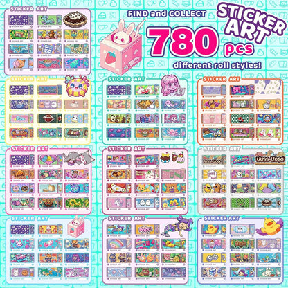 Sticky Rolls Bracelet Kit, Wearable & Shareable Sticker Bracelet | 780 Mini Stickers, 6 Cartoon Pendants Sticker Book
