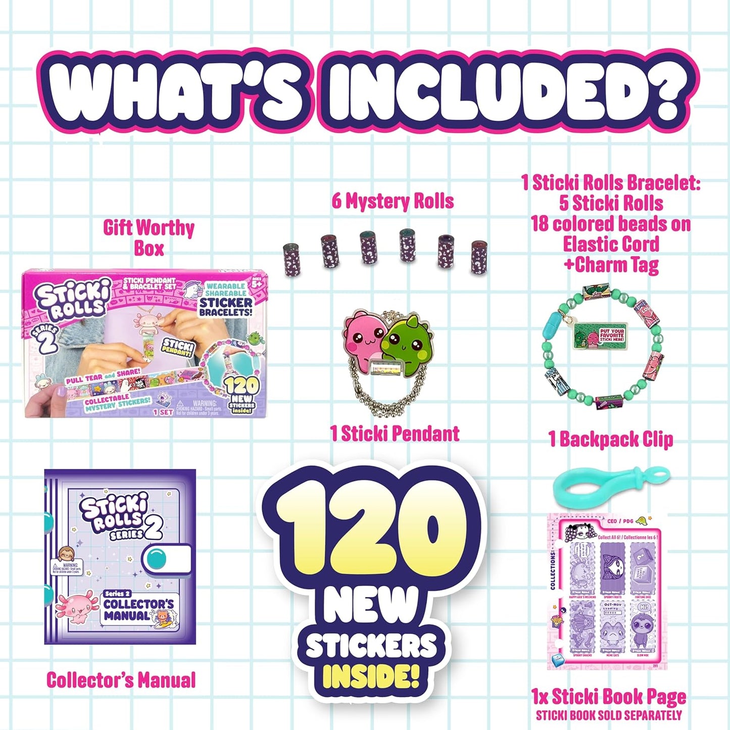 Sticki Rolls Pendant Pack - Wearable Sticker Bracelet Kit